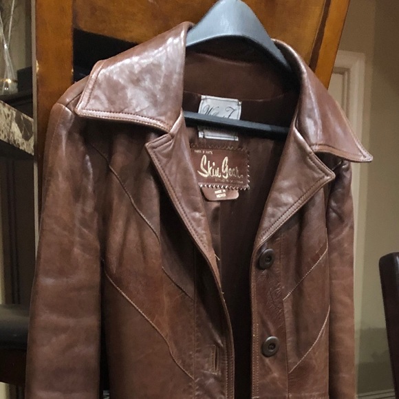 Leather jacket brown in color - Picture 1 of 5